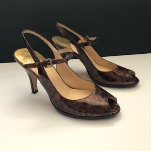 Cole Haan Carma Air Open-toe Mary Jane Slingbacks Tortoise Patent Leather llB